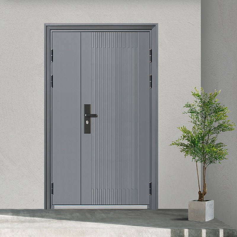 带通风气窗防盗门家用室外农村庭院子母对开门大门进户双开入户门