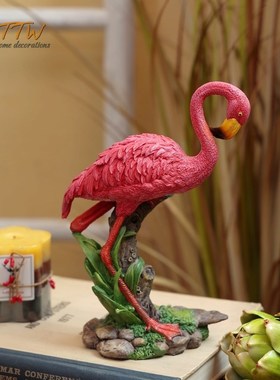 时尚爱情火烈鸟高级工艺摆件家居店铺庭院装饰树脂玄关橱窗摆件