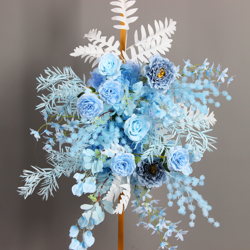 新款婚庆路引花仙桃大花点婚礼铁艺架子挂花花排拐角装饰花仿真花