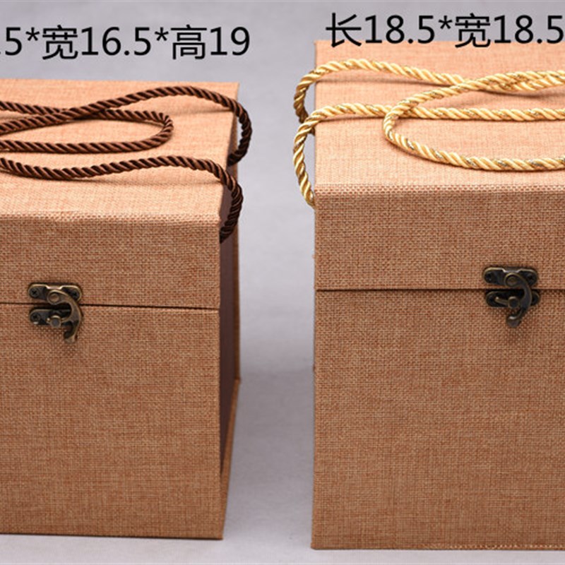 紫砂壶盒杯盒锦盒包装盒古董玉器盒礼品盒收藏定制亚麻布拎绳锦盒