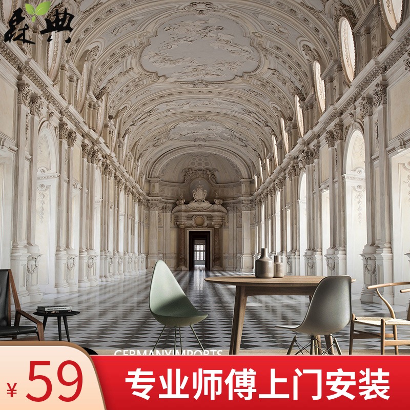 欧式建筑墙纸餐厅墙个性背景墙布卧室走廊玄关挂画3d延伸空间壁纸