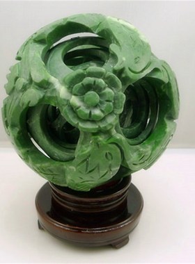 天然青玉石路路通时来运转轮摆件办公室客厅龙凤工艺礼品家居饰品