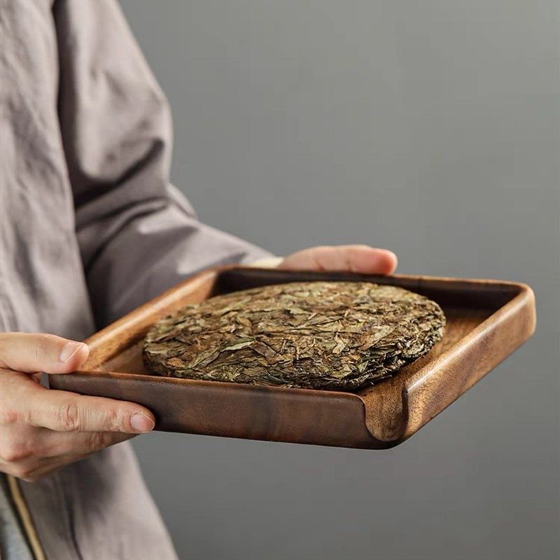 瓷韵实木普洱茶盒茶饼分茶盘实木茶盘功夫茶具撬茶托盘茶道配件
