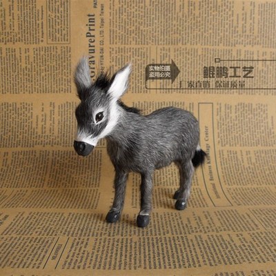 仿真小毛驴驴 灰驴 青山羊皮加工橱窗摆件陈列品教学模具