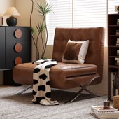 木宫匠巴塞罗那单人沙发床小户型客厅可折叠两用中古风懒人沙发床