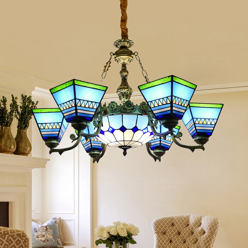 地中海吊灯客厅吊灯简欧餐厅吊灯卧室灯简约现代玻璃灯家用灯具