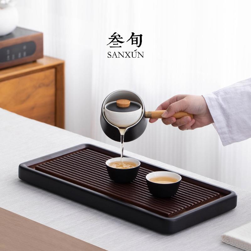 叁旬UNB静观盘茶室盘轻家用干泡盘办公小型茶台茶具沥水托奢现代