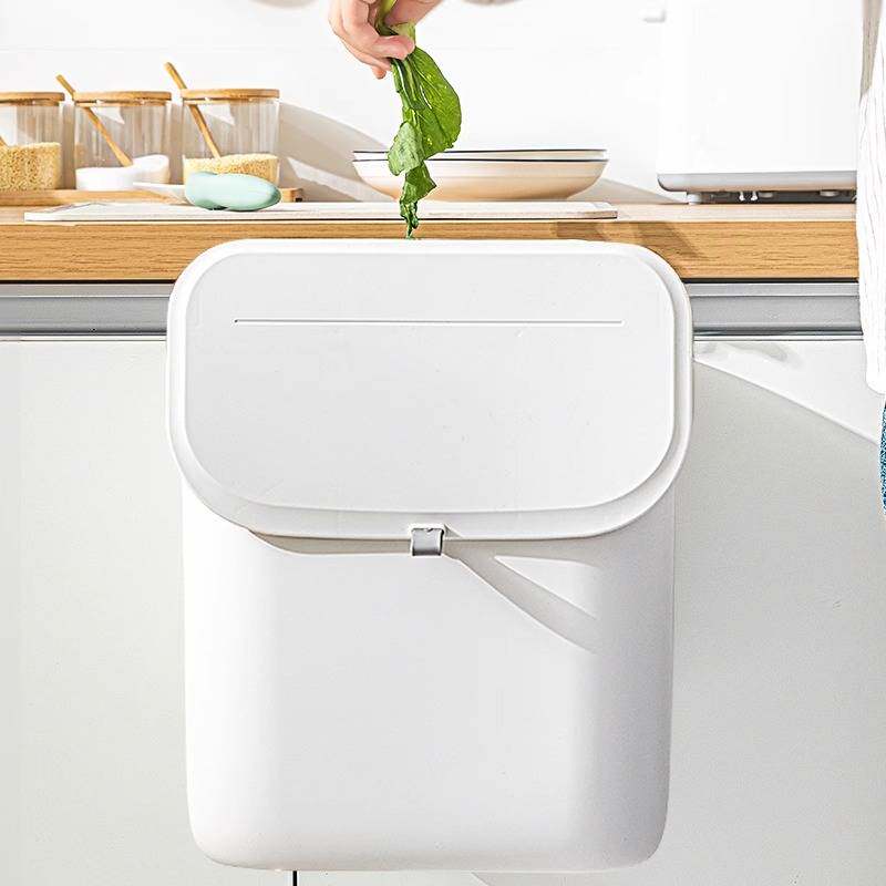 厨房厨余湿轻奢垃圾桶家用壁挂式卫生间收口自动拉圾