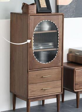 北美黑桃中木胡电视边柜客厅实木52104轻奢边柜柜立储物柜收纳柜