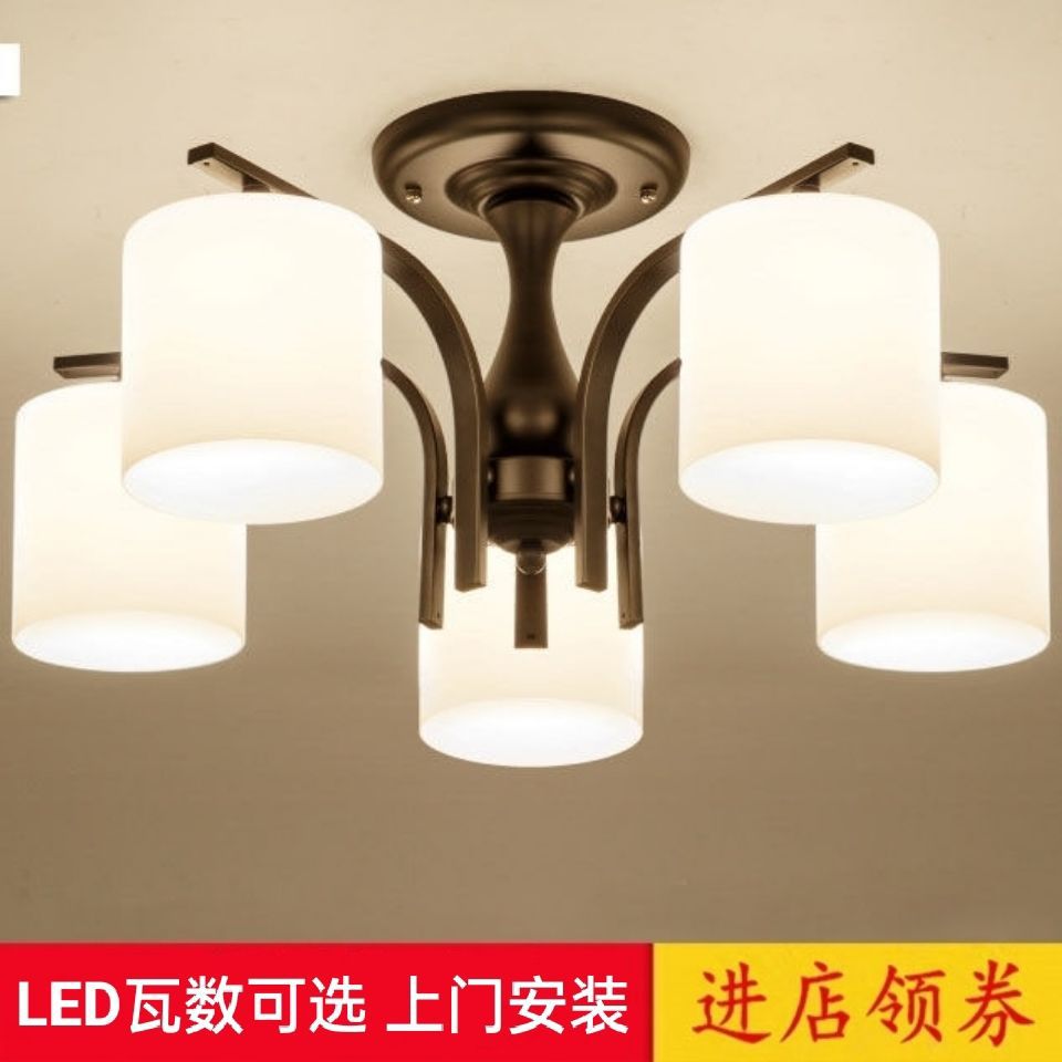 简约圆形LED铁艺玻璃吸顶灯