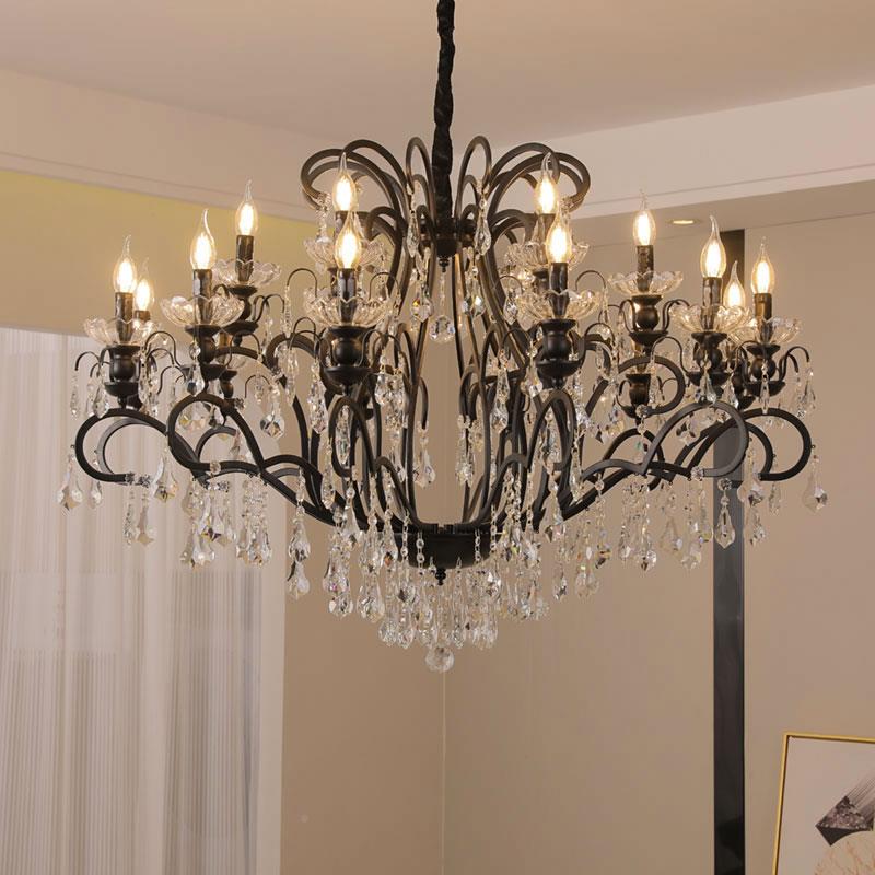 新法款水吊晶大客厅餐式厅2025年网红黑色酒店美式复古MOT卧室大