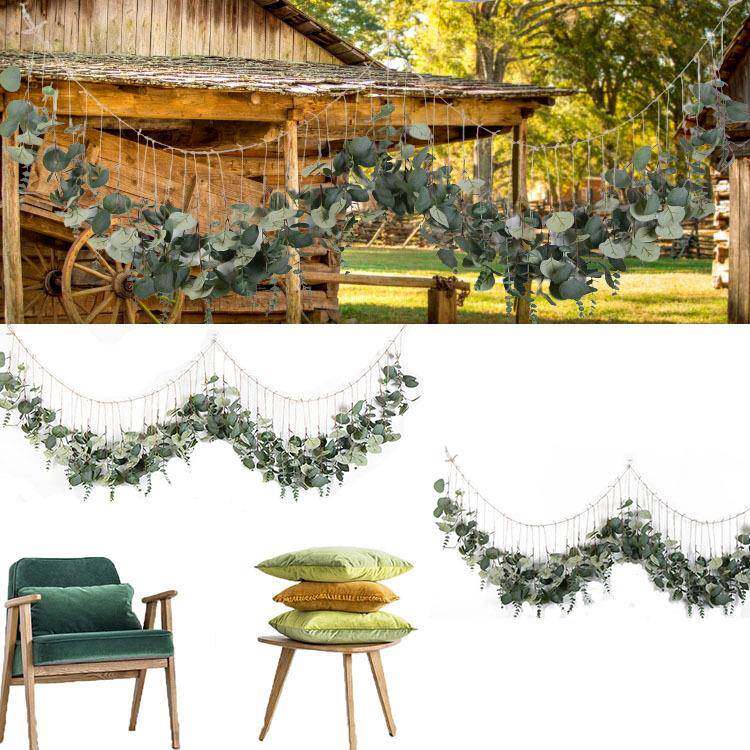 仿真绿家植尤尤加利叶利居墙壁装景饰庭院加户外露营天幕场道具