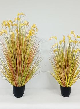农家春天高造粱小麦仿真植物料塑装ZLP饰绿色田乐野景稻谷假盆栽