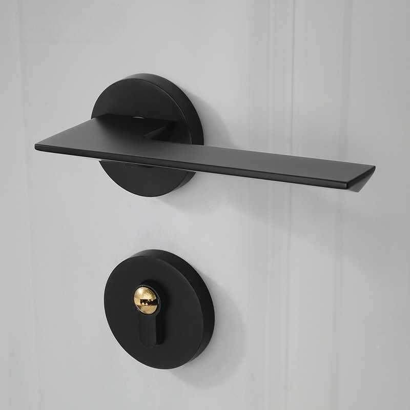 美式卧黑色门锁磁吸静音室内NNO木门家把手门锁用室房分体门锁