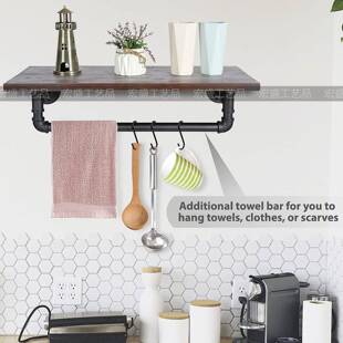 隔实7763书木一字隔板壁挂木板置物浴室收纳毛巾架墙架上原木架挂