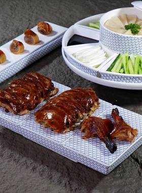 新式款青色北京鸭烤蘸料碟保温鸭盘炉陶瓷特色中意境烤酒店BZL用