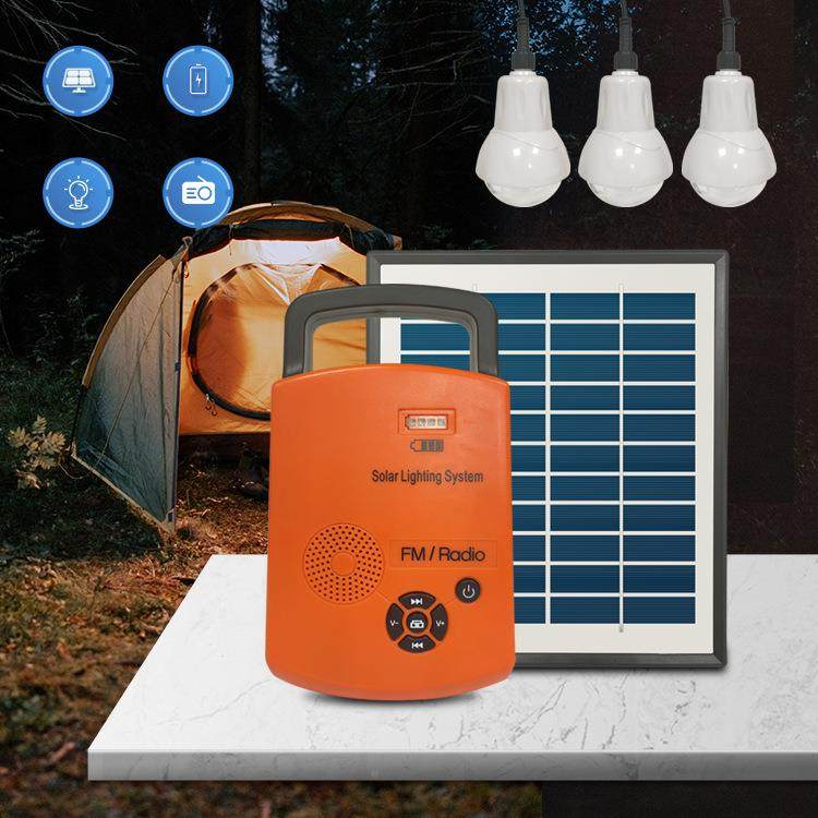 露营用太阳能多功能明系统能家照用户ELA发外便携式储FM收音电机