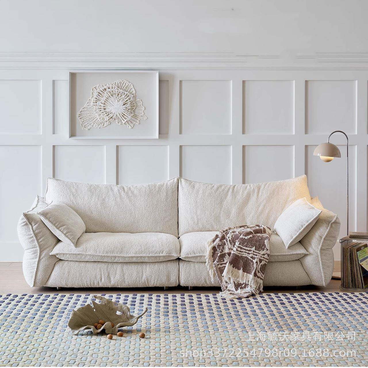 法式复GYO奶油风格古拉朵沙客发厅设计师新款寓布艺直排公三人位