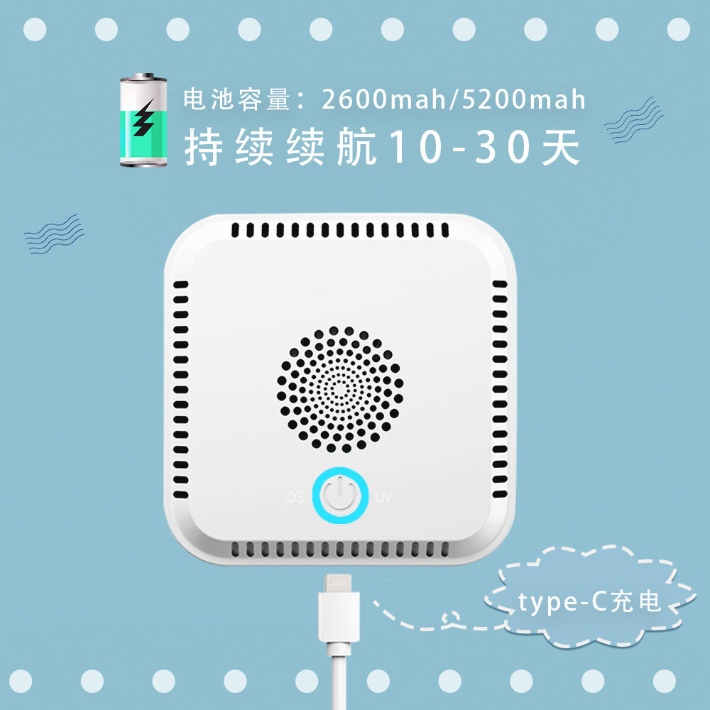 外贸厂家私模小型家用便携式空气净化器随身ABS负离子厨房除味宝
