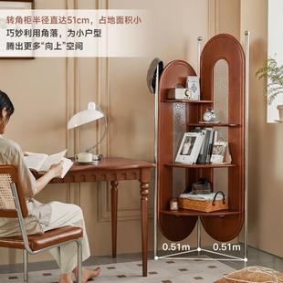 ZNU置卧室收纳客厅书书架墙角转角缇卡熙三柜角复古物架实木小户