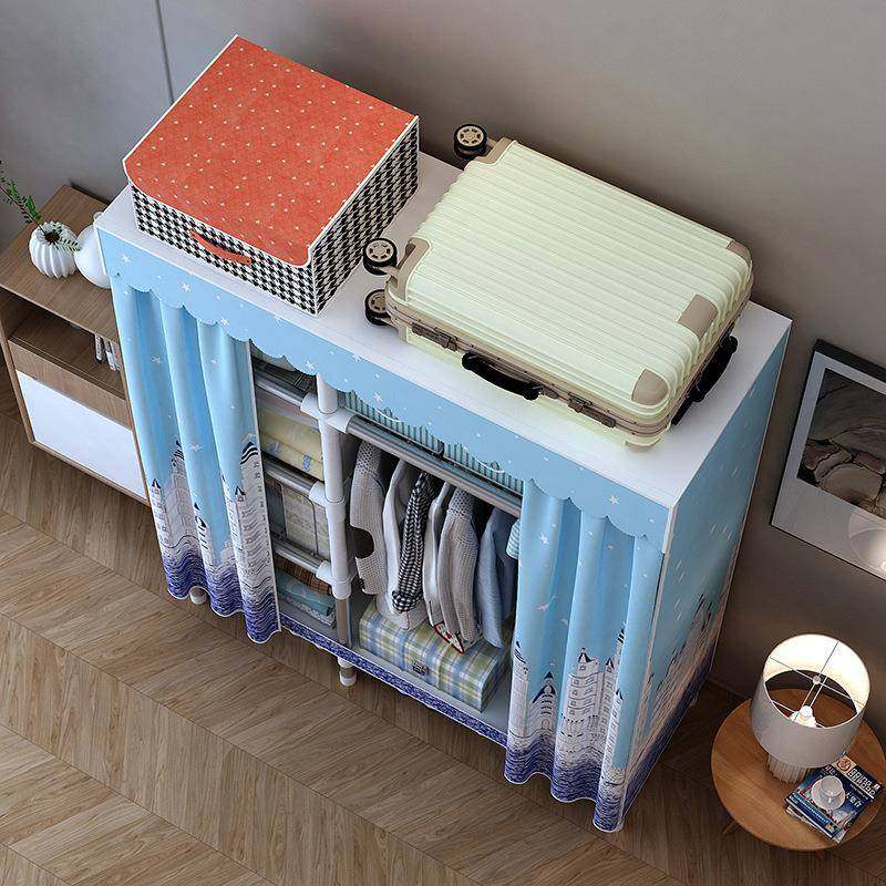 简易衣全柜布艺加厚加粗钢管钢架家用布卧室布衣橱简FTQ约现代济