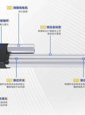 电动推杆电机自动伸缩杆静音直流24v小型12v大力推拉升降器YLK