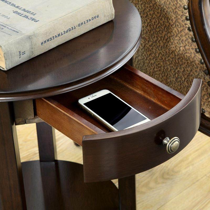 美式小圆简角客几厅边几沙发边柜茶几迷几你小圆桌床YEV头约边桌