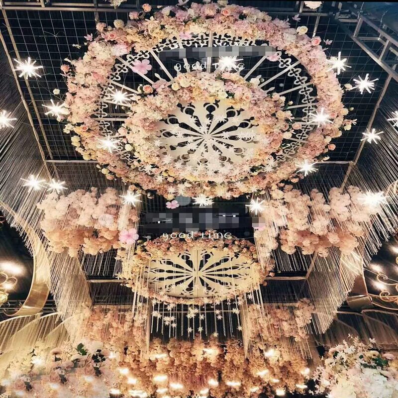 婚礼堂铁艺水晶拱门吊顶包柱