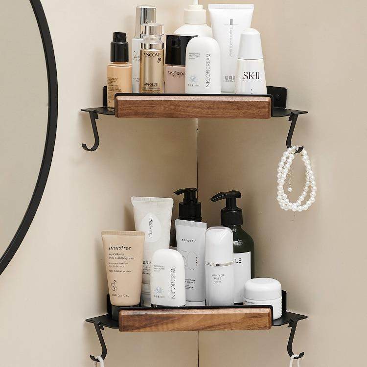 黑胡木卫生间置物桃木角架浴黑胡桃木室转架淋浴房洗澡间壁挂实三