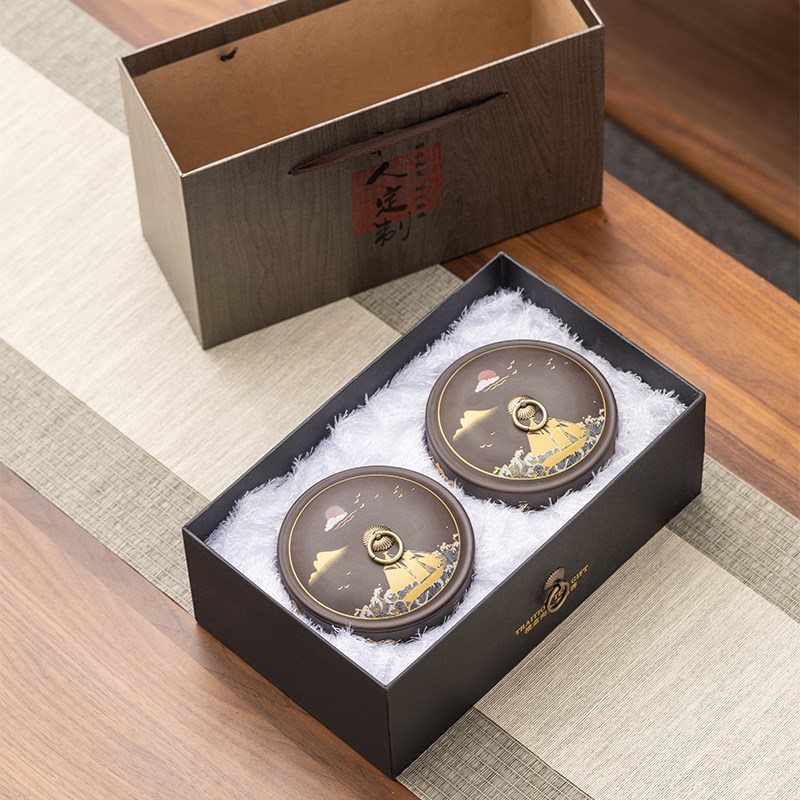 复古紫砂茶叶罐礼盒高档红茶普洱六堡茶半斤装茶叶包装盒空盒定制