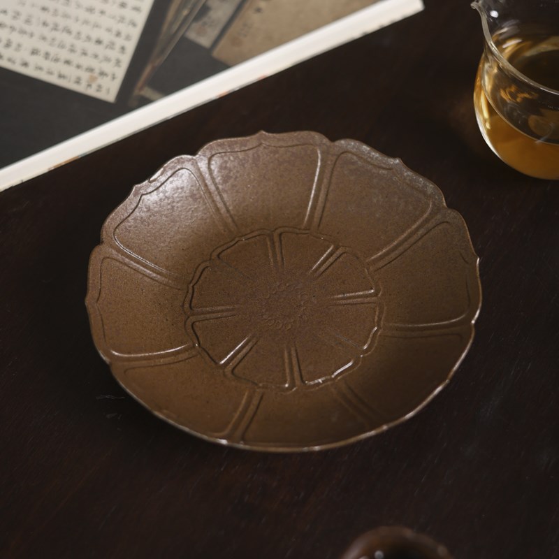 【灰念酱釉香荷盘】茶承干泡台壶垫陶瓷茶具茶壶垫茶具茶托壶承