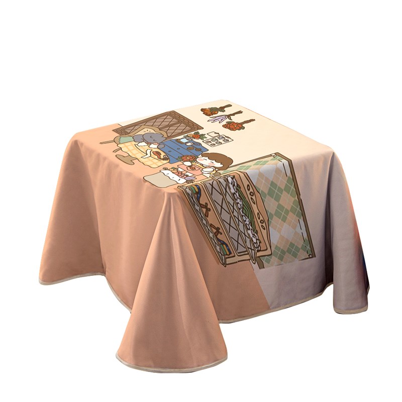 韩式卡通防水加厚烤火炉电暖桌长方形取暖桌罩电暖炉夹棉罩冬季
