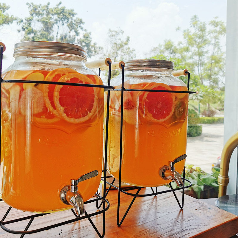可乐桶带龙头玻璃容器泡酒瓶果汁罐器皿酵素水果茶桶自助饮料桶