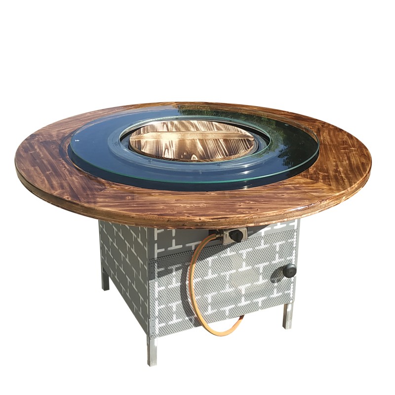 柴火鸡灶台大锅台铁锅炖灶台桌火锅桌子农家乐地锅鸡专用商用燃气