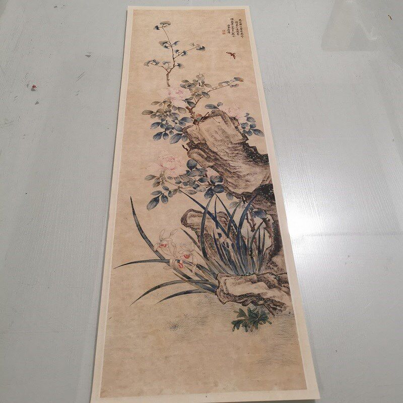 蒋溥兰石图复古书画花卉国画真迹微喷仿古复制装裱挂轴玄关装饰画