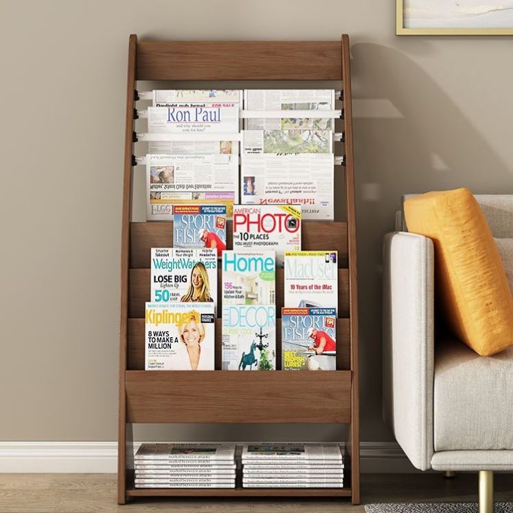 报架办公室报刊架报纸杂志架落地书报架宣传架书架资料架展示架木