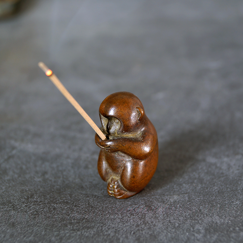 苏工精铜猴子香插香座香道配件线香香插居室茶道香道摆件厂价直销