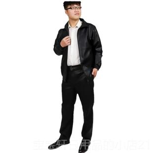 防油防修水挡风劳车保裤 套装 水产衣机修玻纤工作 皮皮裤 高档PU男士