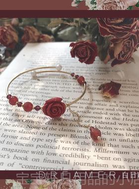 高档天可爱的玫瑰水晶炼为妇朱砂石榴手石精致纯银可访问豪的华女