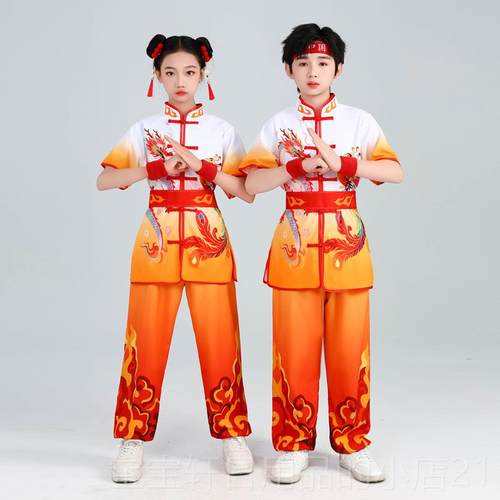 正品新款武术服扇子舞龙儿吟演出服中国风打服运动童会开 幕鼓式