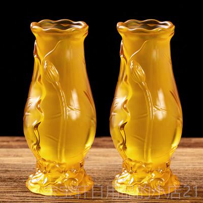 高档琉璃莲花瓶瓶供佛插堂花用瓶观音净水干 干花水培养家摆件佛