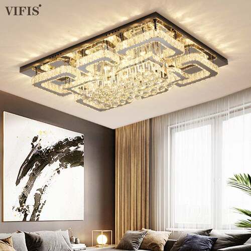 水晶灯轻奢简顶约现代长方客厅led吸家灯饰用大气99611.2米大厅灯