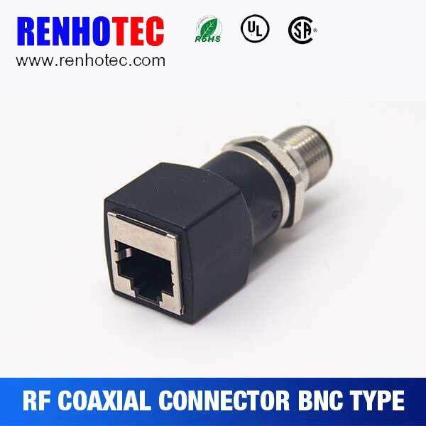 m1公2头转r2j45母头转接头m1LPQ直式4pin穿墙转rj45直型接连器