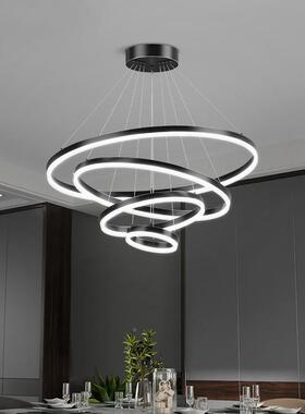 客厅吊灯餐灯现代简约大5气卧厅室极简圆环大厅具2灯02年新款IZV