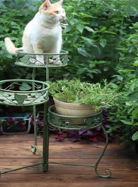 现代简约示LRJ爱心叶三篮户外多层折叠花架展花盆架花庭院园收纳