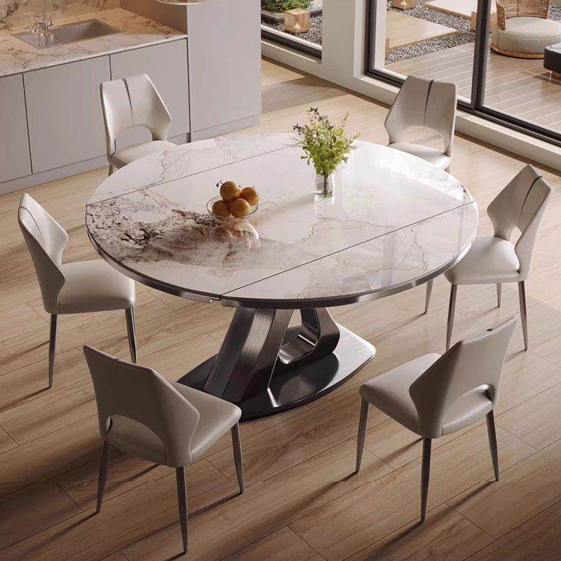 方功圆ZFA两用餐桌伸缩能电磁炉简约小户型现代轻岩奢可变板圆形