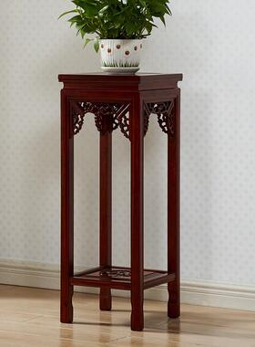 实木花VUD架客厅仿古台鱼榆景木吊兰中式阳绿萝盆缸古典架子红^A