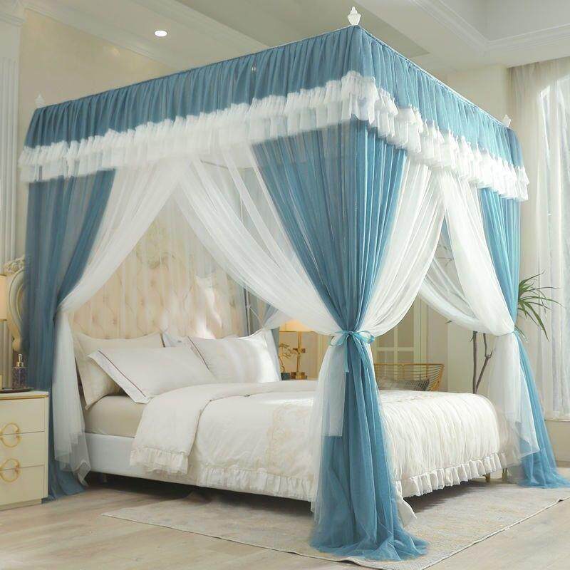 优品202公新款宫廷支三开门落地蚊NYE帐加密双层加厚主风架家用卧