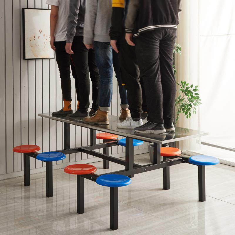 学学生食堂吃饭桌校JSC子员工厂用4/人6/8位不锈连体快钢餐桌椅组