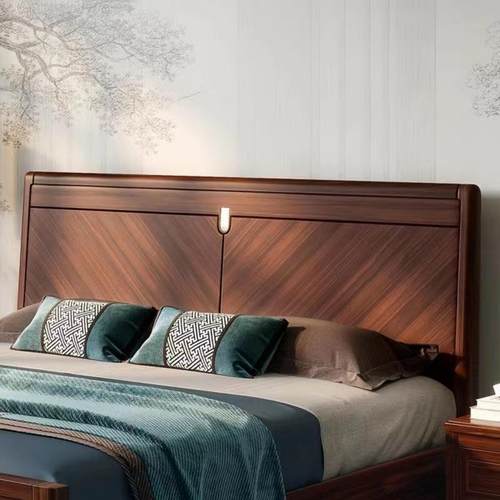 新中式实木床金木现代乌简约1..8双人床主ACE卧15婚床高箱储米物